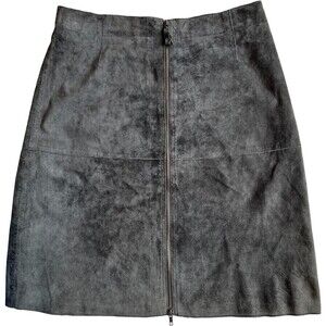 Isaac Mizrahi For Target Full Zip Up‎ Genuine Leather Suede Gray Skirt Size 14